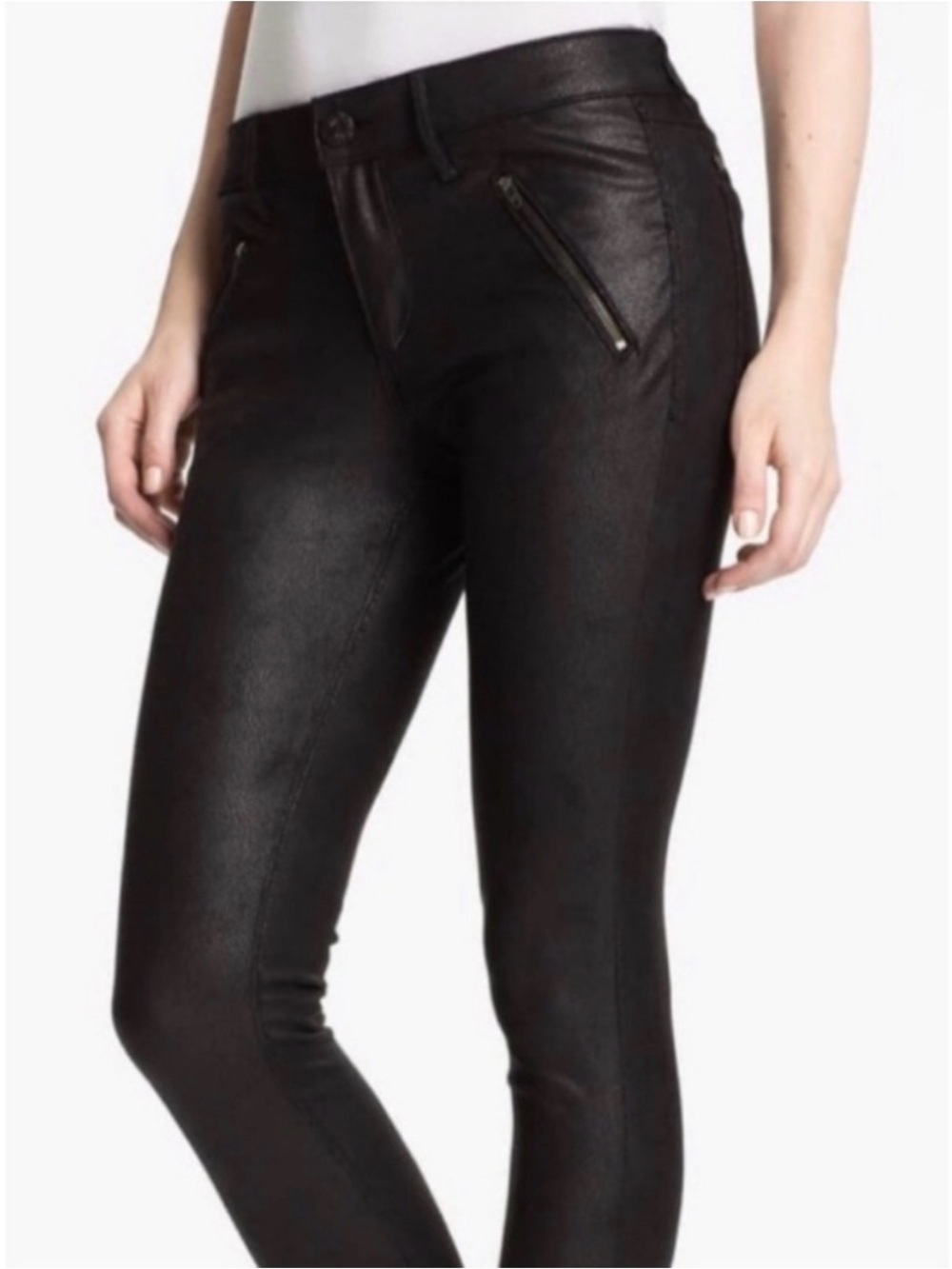 Habitual Amalia Hi Rise Zip Skinny Black Faux Leather Size 28